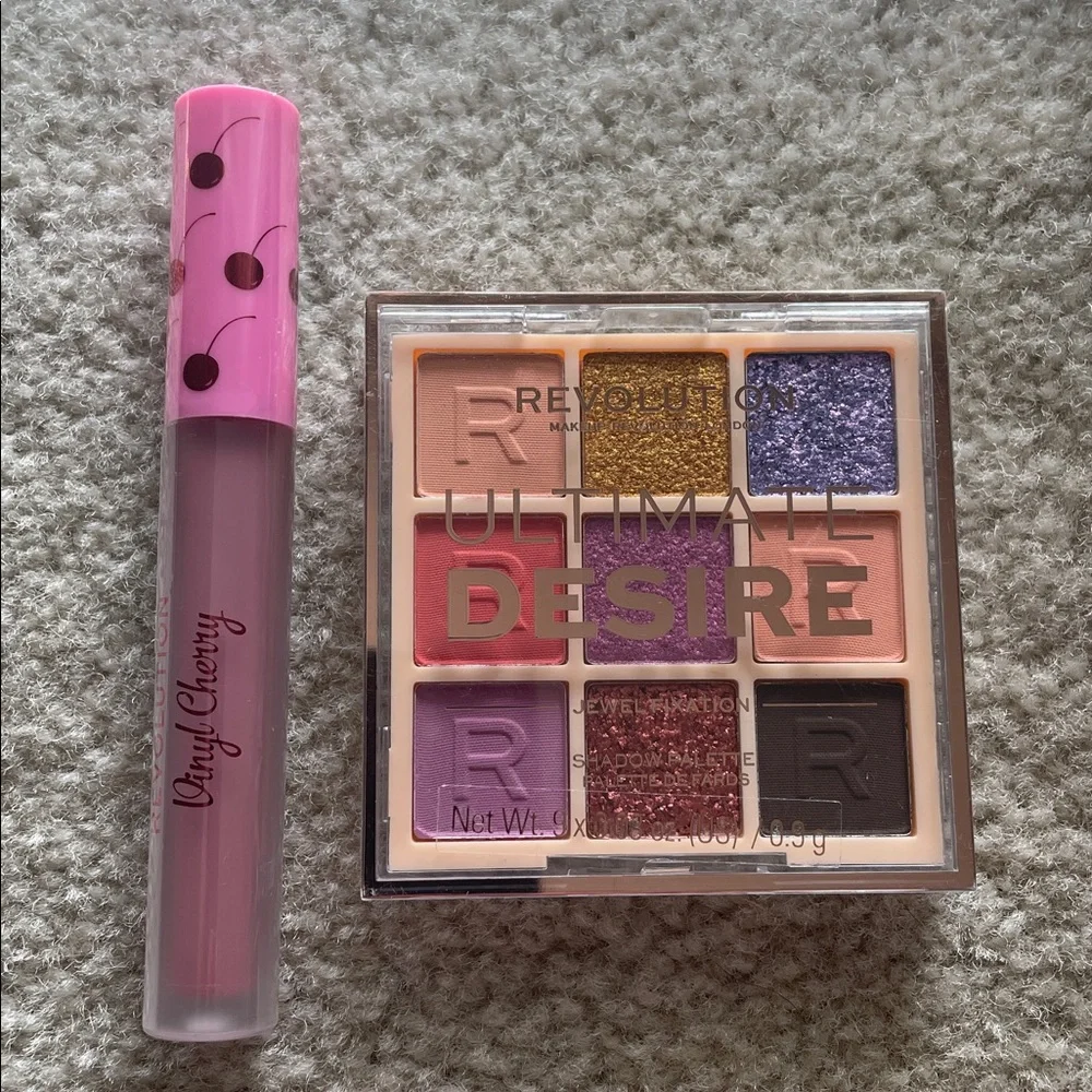 Revolution Bundle! Ultimate Desire 9 color Palette &Coordinating Cherry Lipstick - Picture 2 of 9